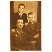 Family portrait, Wehrmacht Unteroffizier and soldier. 